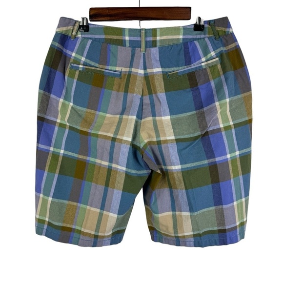 Merona Plaid Bermuda Shorts Women's 6 Blue Green Purple - Picture 2 of 7